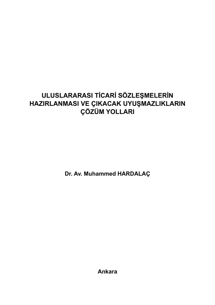 Uluslararası Ticari Sözleşmeler kapağı